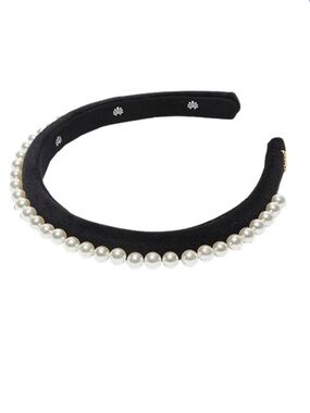 Lele SADOUGHI Jet Pearl Embellished Velvet Gigi Headband